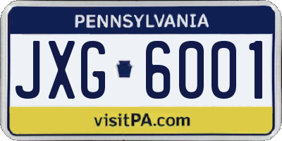 PA license plate JXG6001