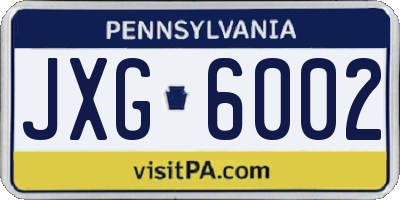 PA license plate JXG6002