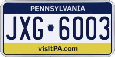 PA license plate JXG6003