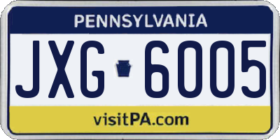 PA license plate JXG6005