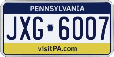 PA license plate JXG6007