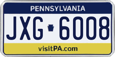 PA license plate JXG6008