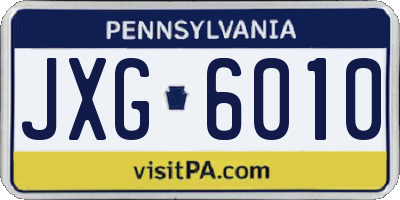 PA license plate JXG6010