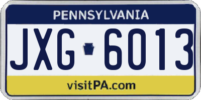 PA license plate JXG6013