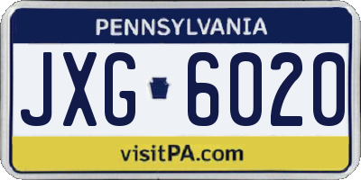 PA license plate JXG6020