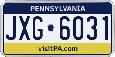 PA license plate JXG6031