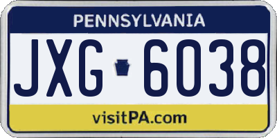 PA license plate JXG6038