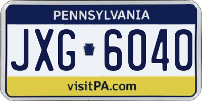 PA license plate JXG6040
