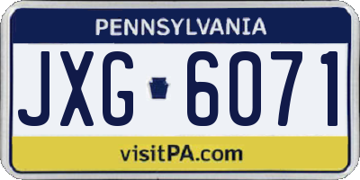 PA license plate JXG6071