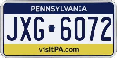 PA license plate JXG6072