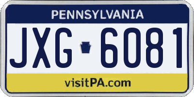PA license plate JXG6081