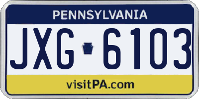 PA license plate JXG6103
