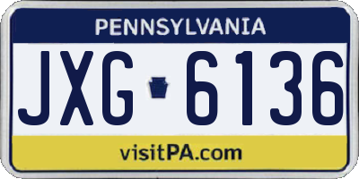 PA license plate JXG6136