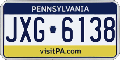 PA license plate JXG6138