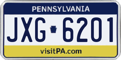 PA license plate JXG6201