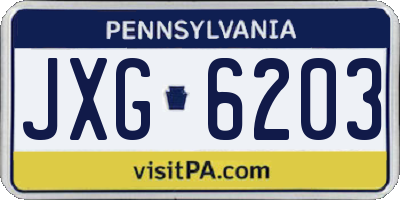 PA license plate JXG6203