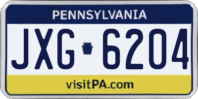 PA license plate JXG6204