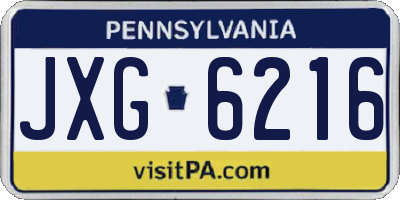 PA license plate JXG6216