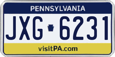 PA license plate JXG6231