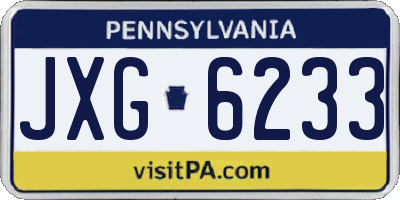 PA license plate JXG6233