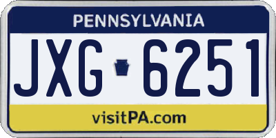PA license plate JXG6251