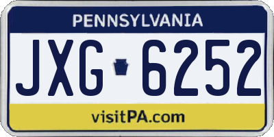 PA license plate JXG6252