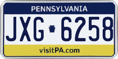 PA license plate JXG6258