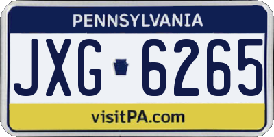 PA license plate JXG6265