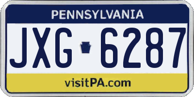 PA license plate JXG6287