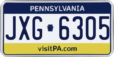 PA license plate JXG6305
