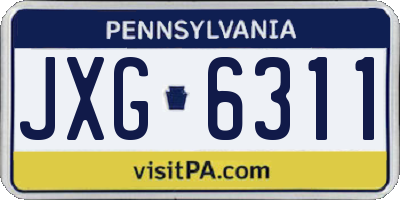 PA license plate JXG6311