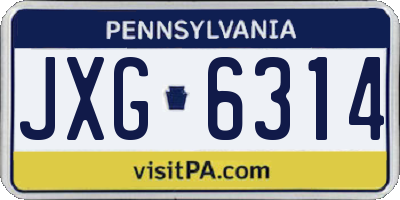 PA license plate JXG6314