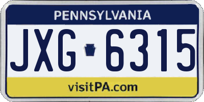 PA license plate JXG6315