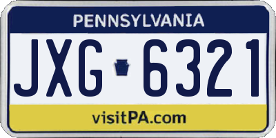 PA license plate JXG6321