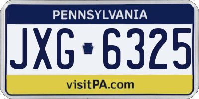 PA license plate JXG6325