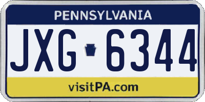 PA license plate JXG6344