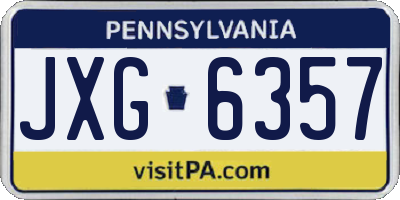 PA license plate JXG6357