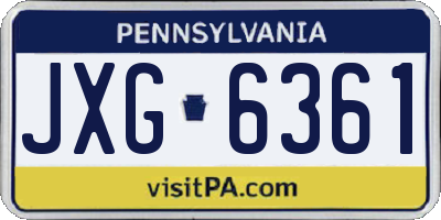 PA license plate JXG6361