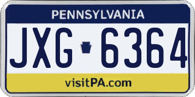 PA license plate JXG6364
