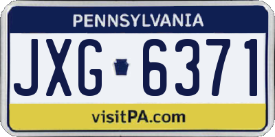 PA license plate JXG6371