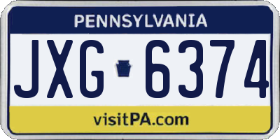 PA license plate JXG6374