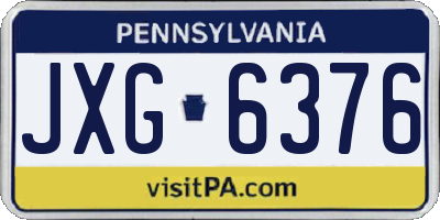 PA license plate JXG6376