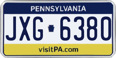 PA license plate JXG6380