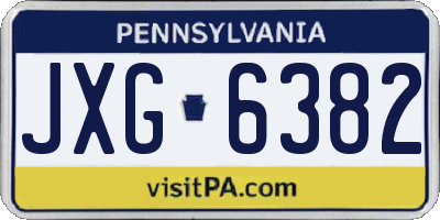PA license plate JXG6382