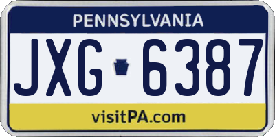 PA license plate JXG6387