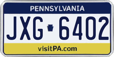 PA license plate JXG6402