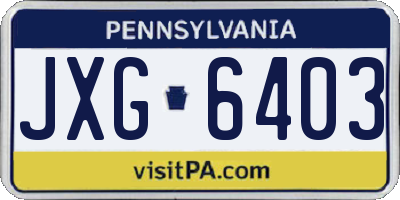 PA license plate JXG6403