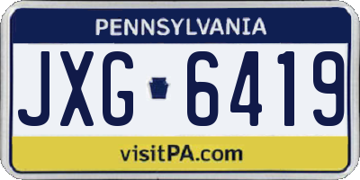 PA license plate JXG6419
