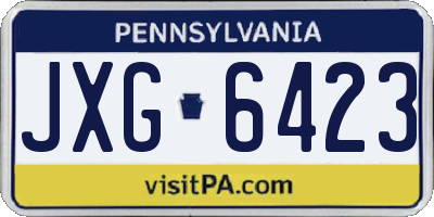PA license plate JXG6423