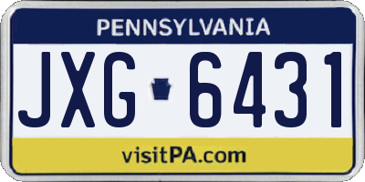 PA license plate JXG6431